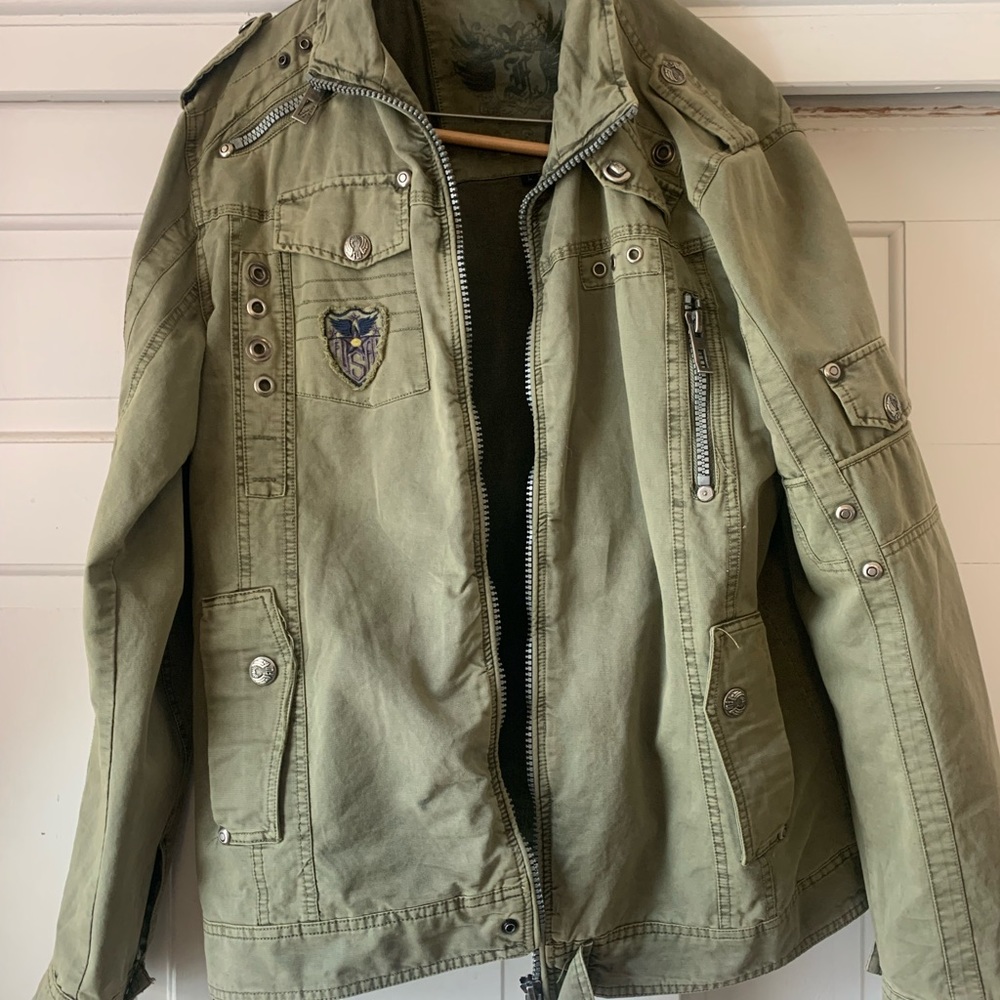 F.U.S.A.I. Brand Men's bomber Jacket military style vintage Army look details L
